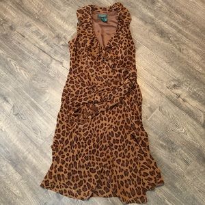 Ralph Lauren Leopard Ruffle Wrap Dress | Size